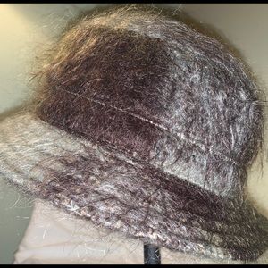 Mohair bucket hat: Green and Brown Women's Hat